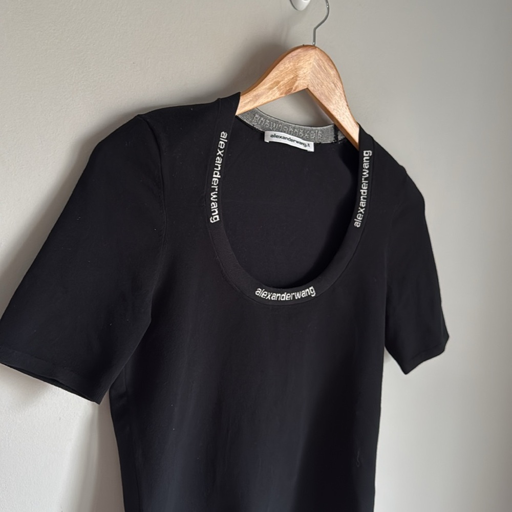 Alexander Wang Black Logo Trim Short Sleeve Top - Picture 9 of 13